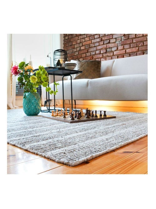 Tapis en laine plat moderne rectangle Knit - Kiabi