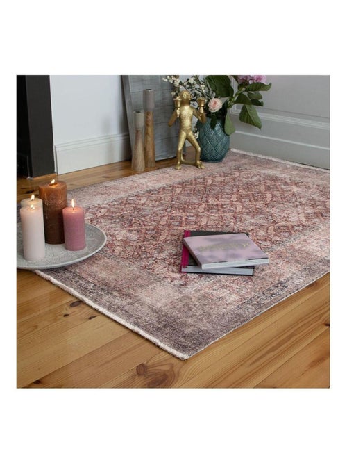 Tapis en laine recyclé lavable en machine vintage rayé Daphne - Kiabi