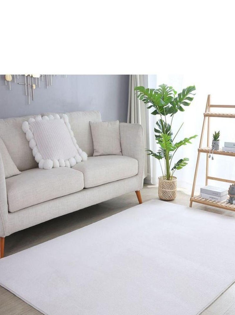 Tapis en microfibre doux uni antidérapant Lars Ecru - Kiabi
