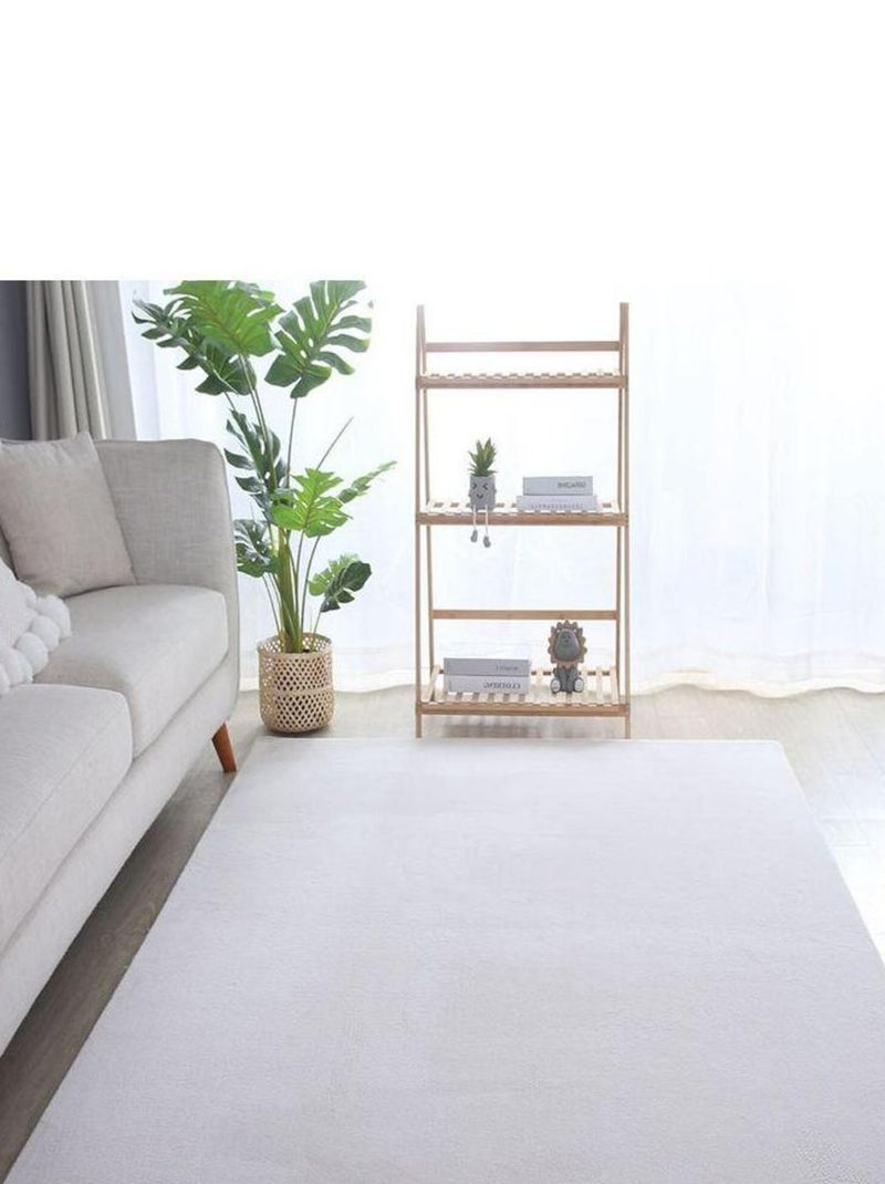 Tapis en microfibre doux uni antidérapant Lars Ecru - Kiabi