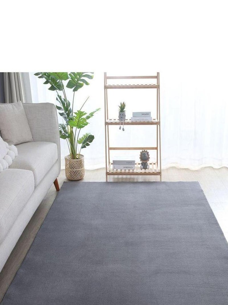 Tapis en microfibre doux uni antidérapant Lars Gris - Kiabi