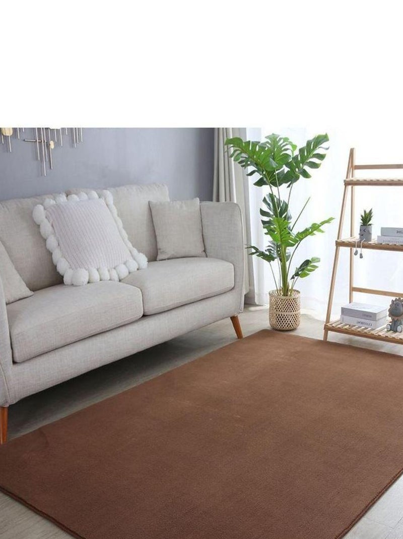 Tapis en microfibre doux uni antidérapant Lars Marron - Kiabi