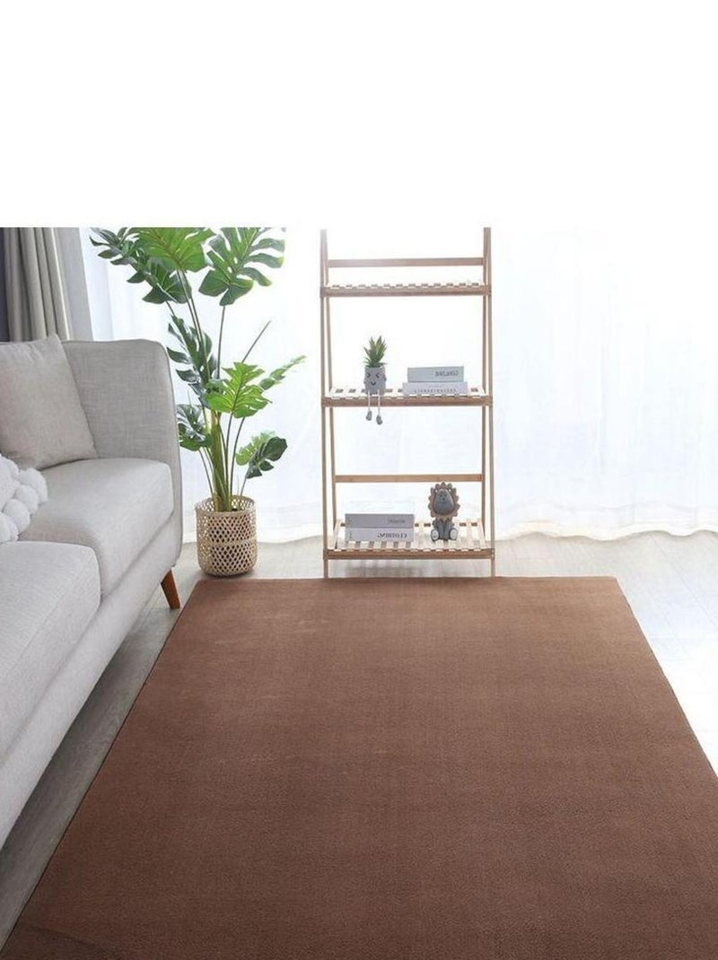 Tapis en microfibre doux uni antidérapant Lars Marron - Kiabi