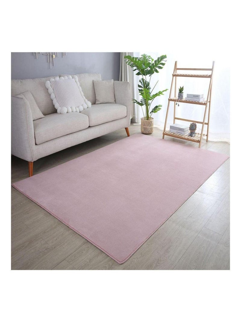 Tapis en microfibre doux uni antidérapant Lars Noir Rose - Kiabi