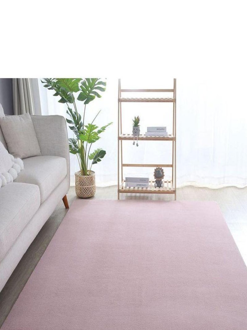 Tapis en microfibre doux uni antidérapant Lars Noir Rose - Kiabi