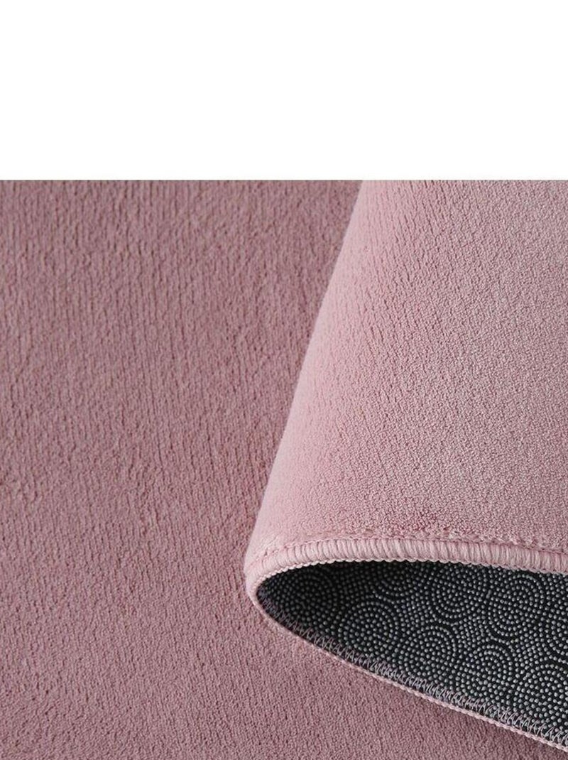 Tapis en microfibre doux uni antidérapant Lars Noir Rose - Kiabi