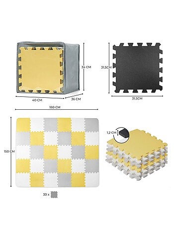 Tapis en Mousse Kinderkraft LUNO avec 30 Puzzles, Surface Antidérapante et Sac de Transport