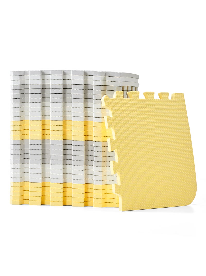 Tapis en Mousse Kinderkraft LUNO avec 30 Puzzles, Surface Antidérapante et Sac de Transport Jaune - Kiabi