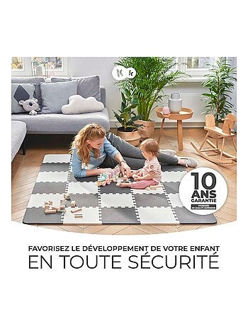 Tapis en Mousse Kinderkraft LUNO avec 30 Puzzles, Surface Antidérapante et Sac de Transport