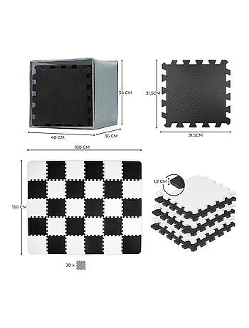 Tapis en Mousse Kinderkraft LUNO avec 30 Puzzles, Surface Antidérapante et Sac de Transport