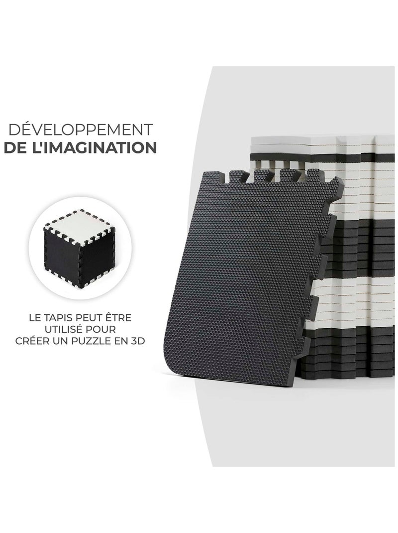 Tapis en Mousse Kinderkraft LUNO avec 30 Puzzles, Surface Antidérapante et Sac de Transport Noir - Kiabi