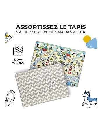 Tapis en Mousse Kinderkraft MATTY 2 Double Face, Pliable avec Sac et Surface Antidérapante