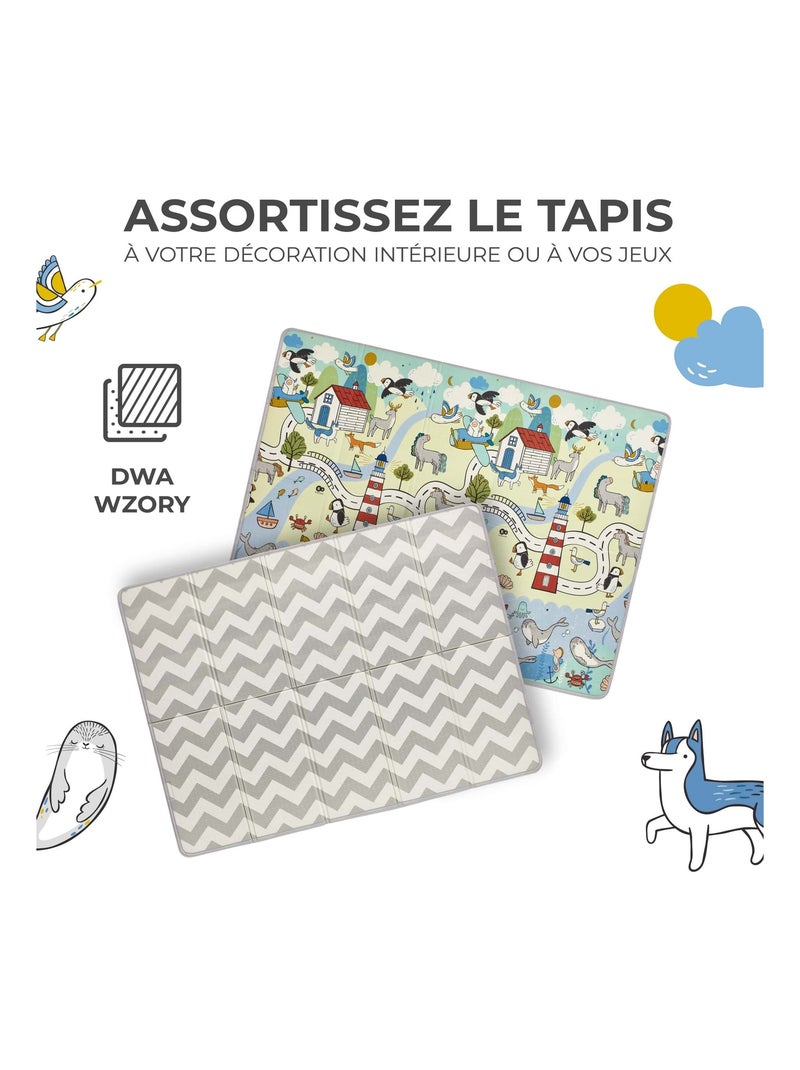 Tapis en Mousse Kinderkraft MATTY 2 Double Face, Pliable avec Sac et Surface Antidérapante Multicolore - Kiabi