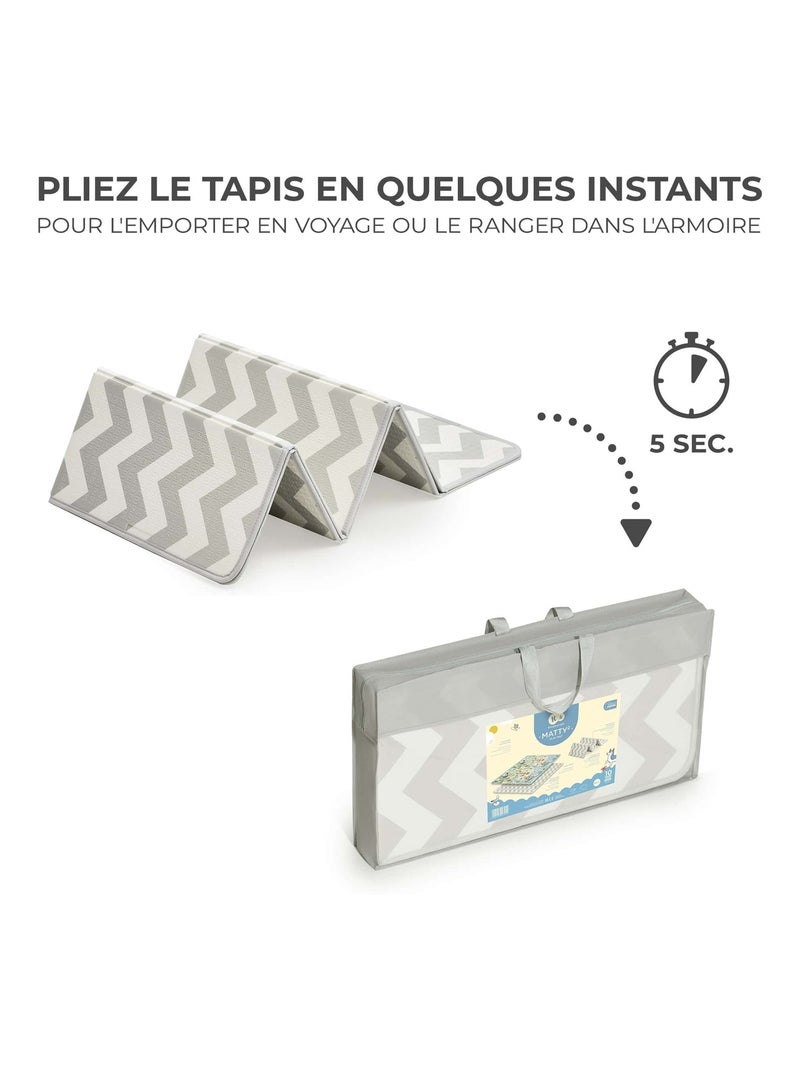 Tapis en Mousse Kinderkraft MATTY 2 Double Face, Pliable avec Sac et Surface Antidérapante Multicolore - Kiabi