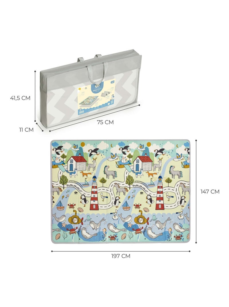 Tapis en Mousse Kinderkraft MATTY 2 Double Face, Pliable avec Sac et Surface Antidérapante Multicolore - Kiabi