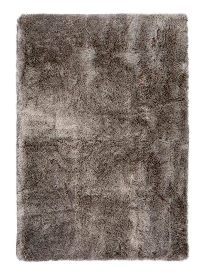 Tapis en peau de mouton synthétique shaggy Berenike Taupe - Kiabi