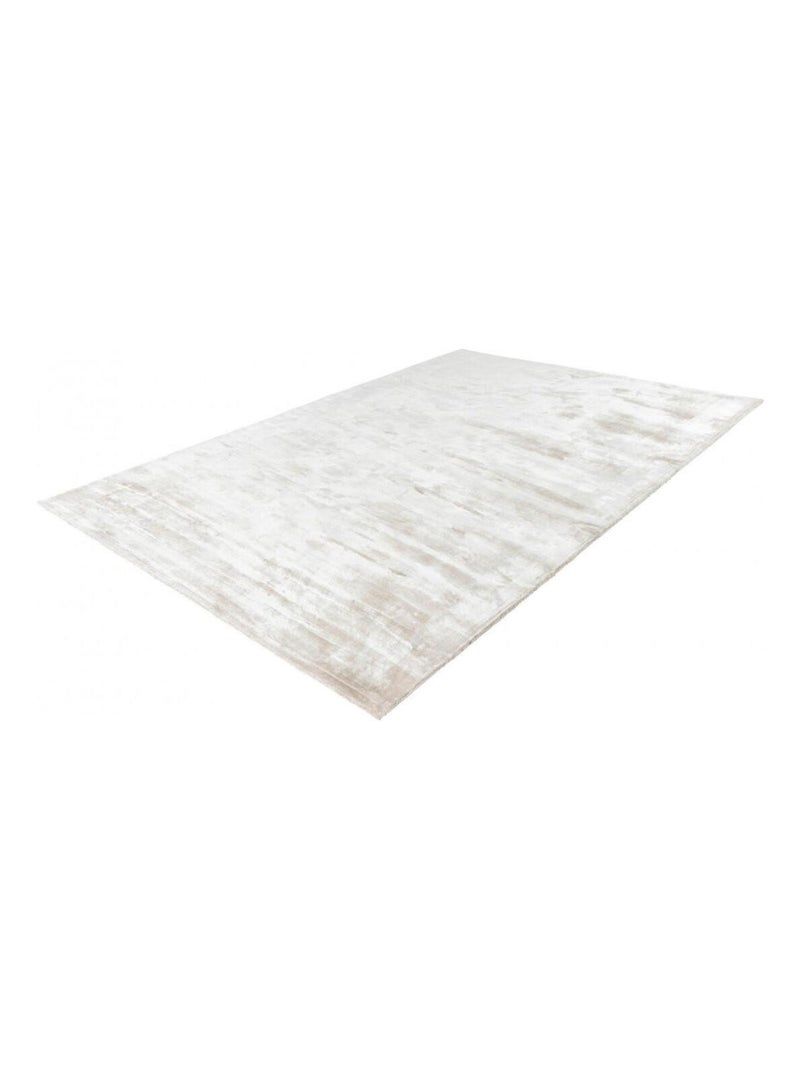 Tapis en viscose fait main uni à mèches courtes Bamboo Ivoire - Kiabi