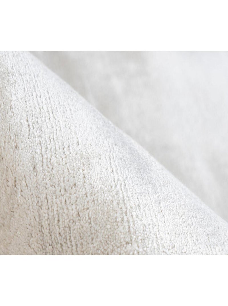 Tapis en viscose fait main uni à mèches courtes Bamboo Ivoire - Kiabi