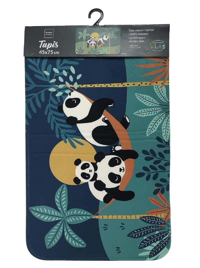 Tapis enfant 45 x 75 cm velours Panda Vert - Kiabi
