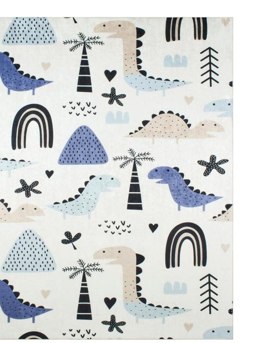 Tapis enfant 80x150 DINO Bleu idéal pour la chambre - Kiabi
