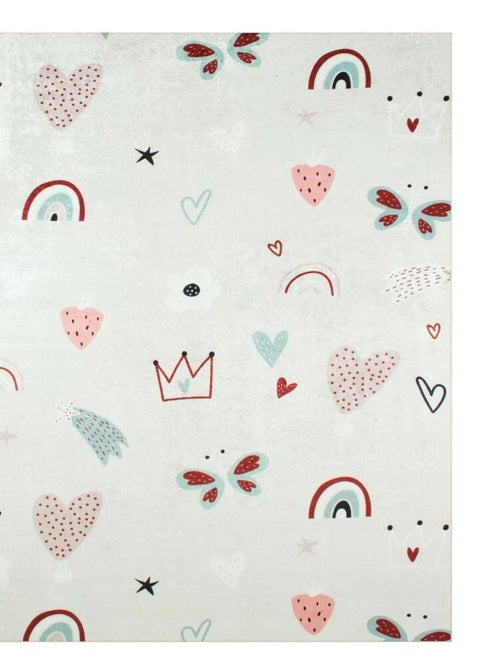 Tapis enfant 80x150 HEUREUX Rose idéal pour la chambre - Kiabi