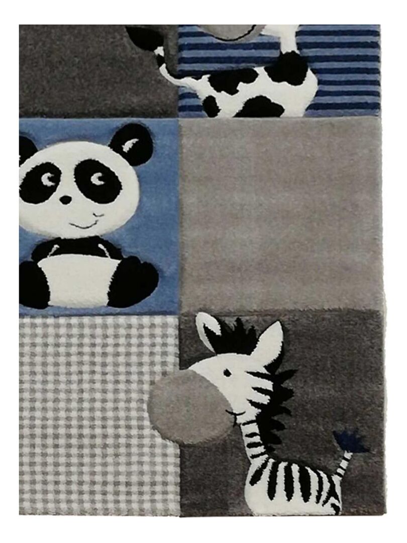 Tapis enfant 80x150 ZOO Bleu OEKO TEX idéal pour la chambre Bleu - Kiabi