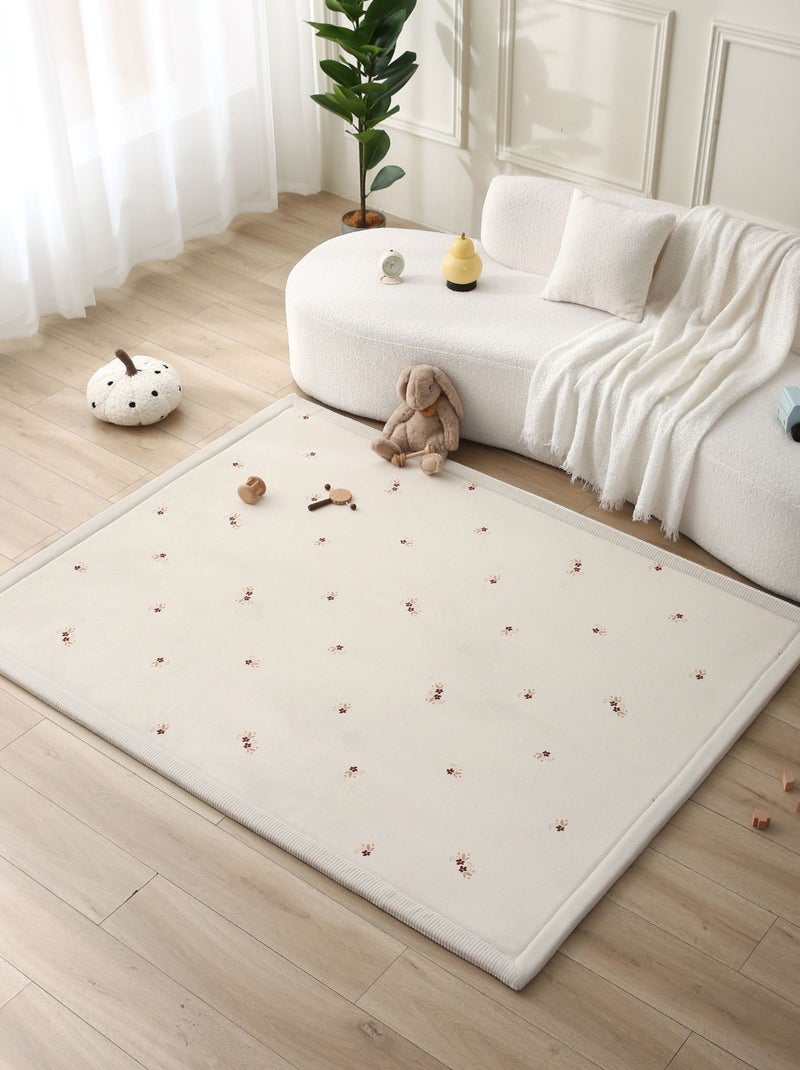 Tapis enfant à mémoire de forme imprimé petites fleurs CLOUD FLORAL Beige - Kiabi