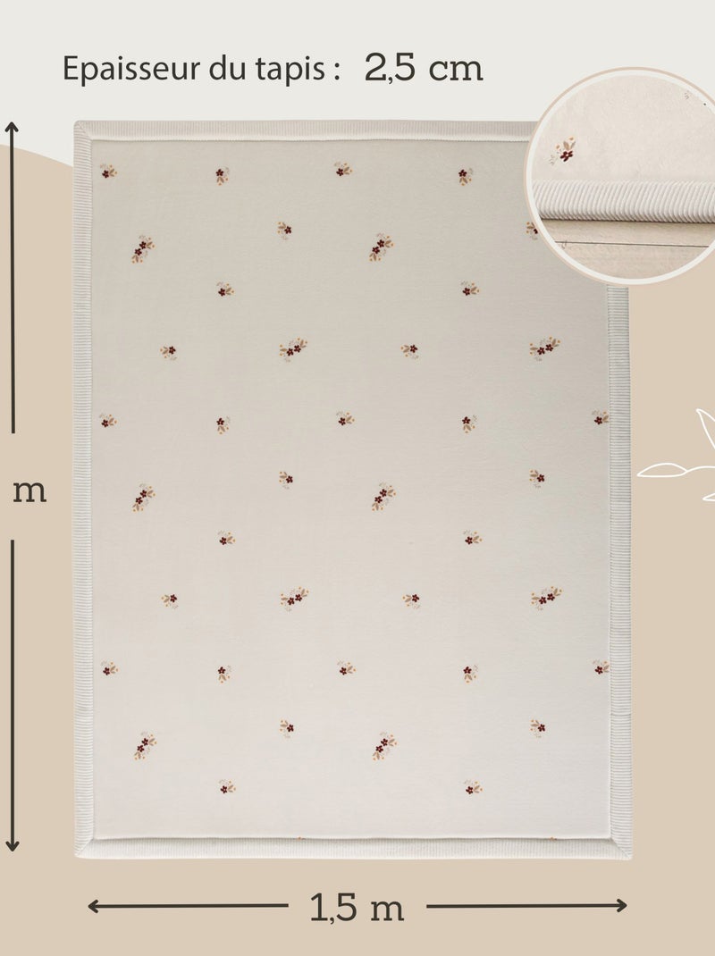Tapis enfant à mémoire de forme imprimé petites fleurs CLOUD FLORAL Beige - Kiabi