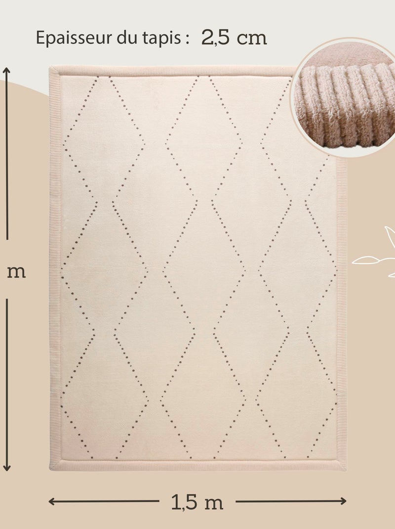 Tapis enfant à mémoire de forme motif berber CLOUD CHEVRON Beige - Kiabi