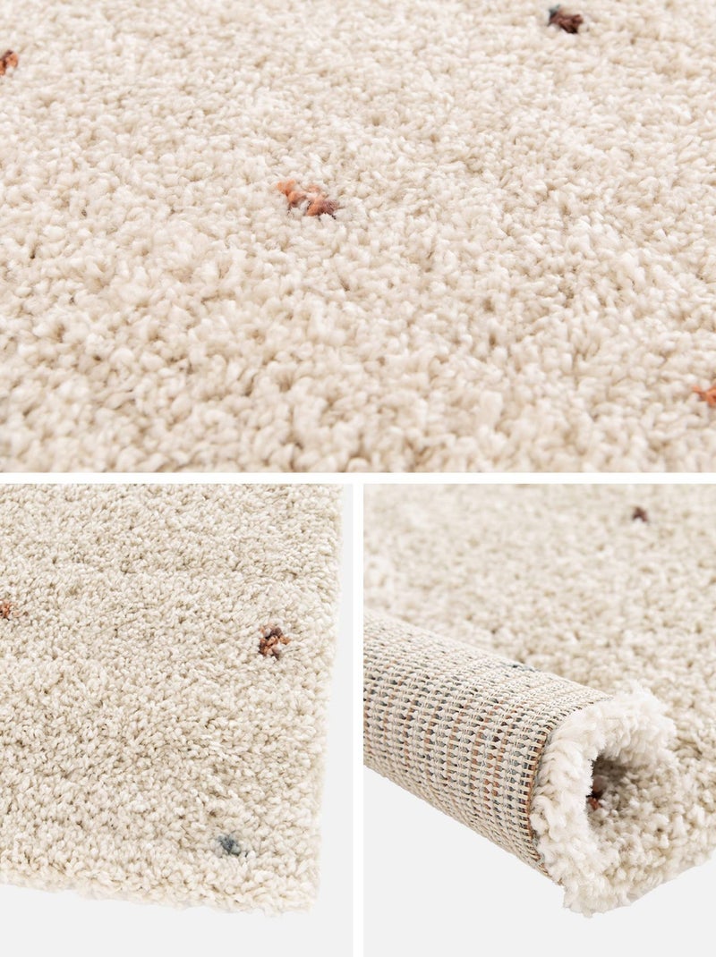 Tapis enfant à petits pois shaggy Hazel Beige - Kiabi