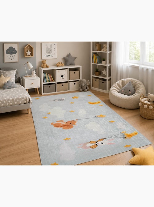 Tapis enfant animaux & étoiles - 160x230 / bleu - Kiabi