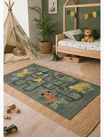 Tapis enfant animaux jungle circuit