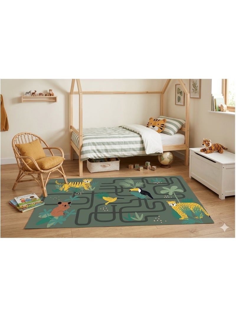 Tapis enfant animaux jungle circuit Vert - Kiabi
