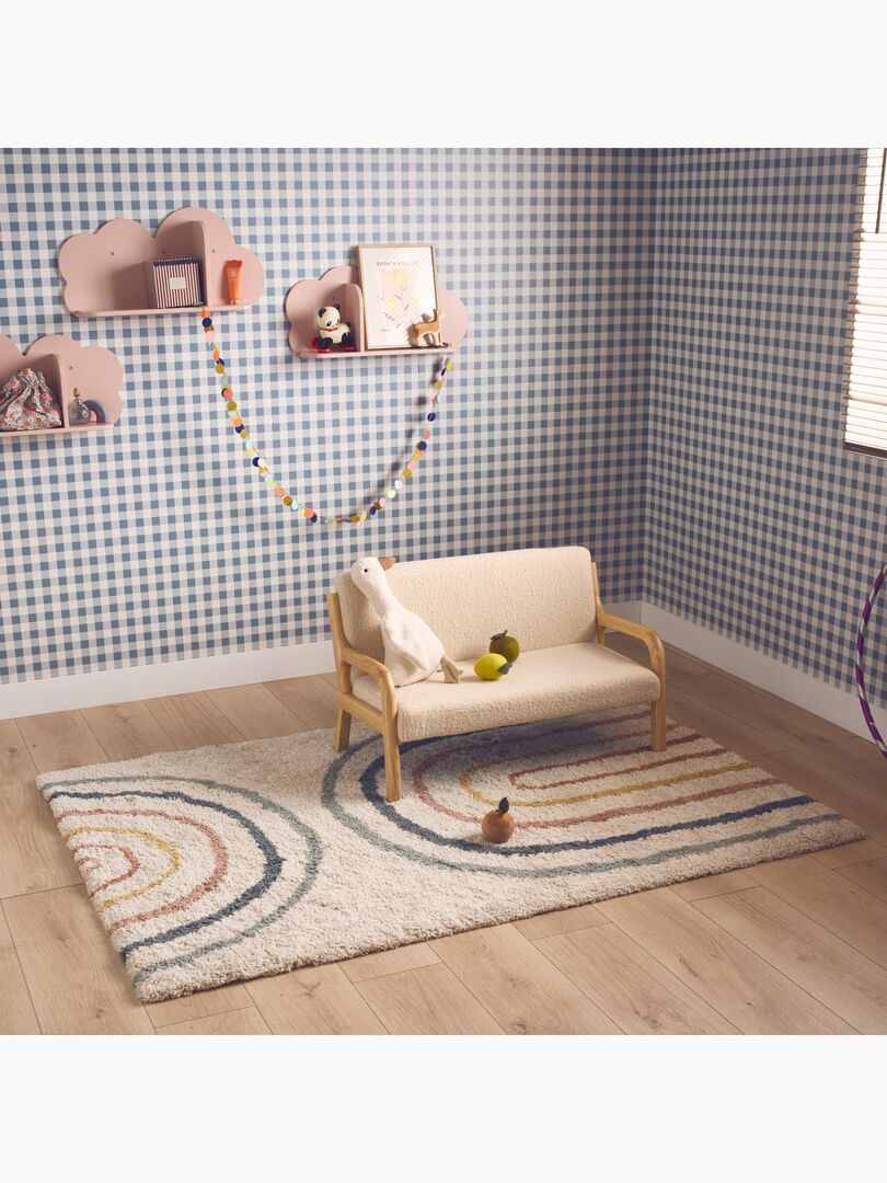 Tapis Chambre D'Enfant Tapis De Jeu Arc-en-Ciel Pois Cœurs Gris Crème