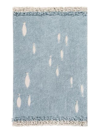 Tapis enfant bleu océan lavable en machine Ocean Shore Lorena Canals