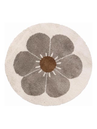 Tapis Enfant Bohemian Daisy Rond Taupe par Nattiot