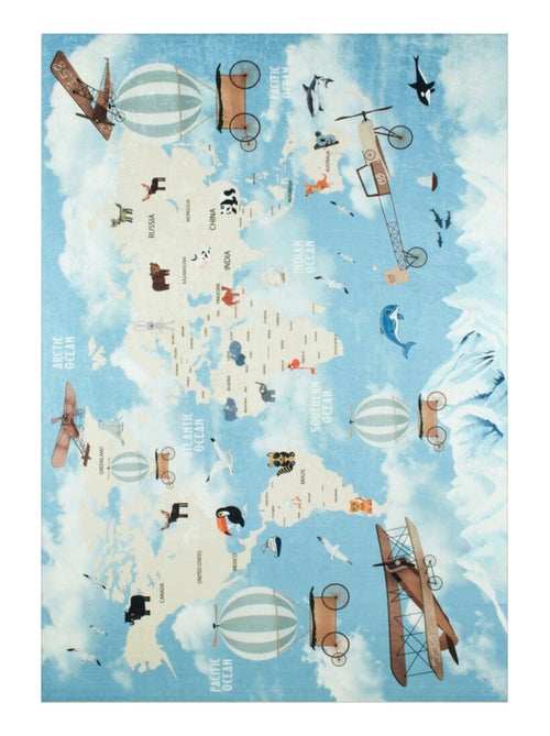 Tapis enfant Carte du Monde bleu 160 x 230 cm - Kiabi Tapis enfant Carte du Monde bleu 160 x 230 cm - Kiabi
