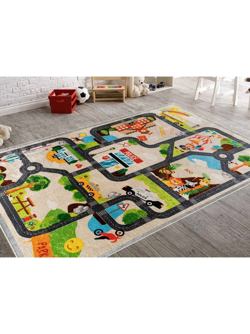 Tapis Enfant Circuit de Voiture Beige - Kiabi