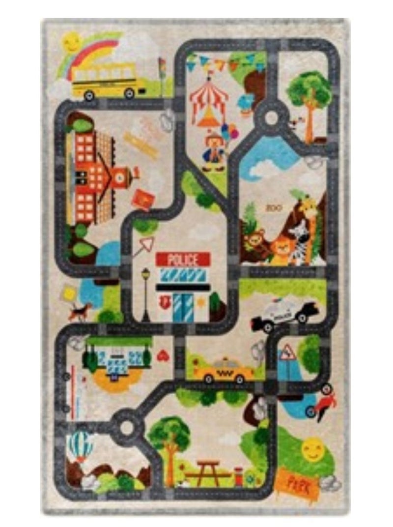 Tapis Enfant Circuit de Voiture Beige - Kiabi