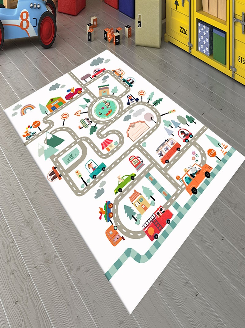 Tapis Enfant Circuit de voiture Blanc - Kiabi