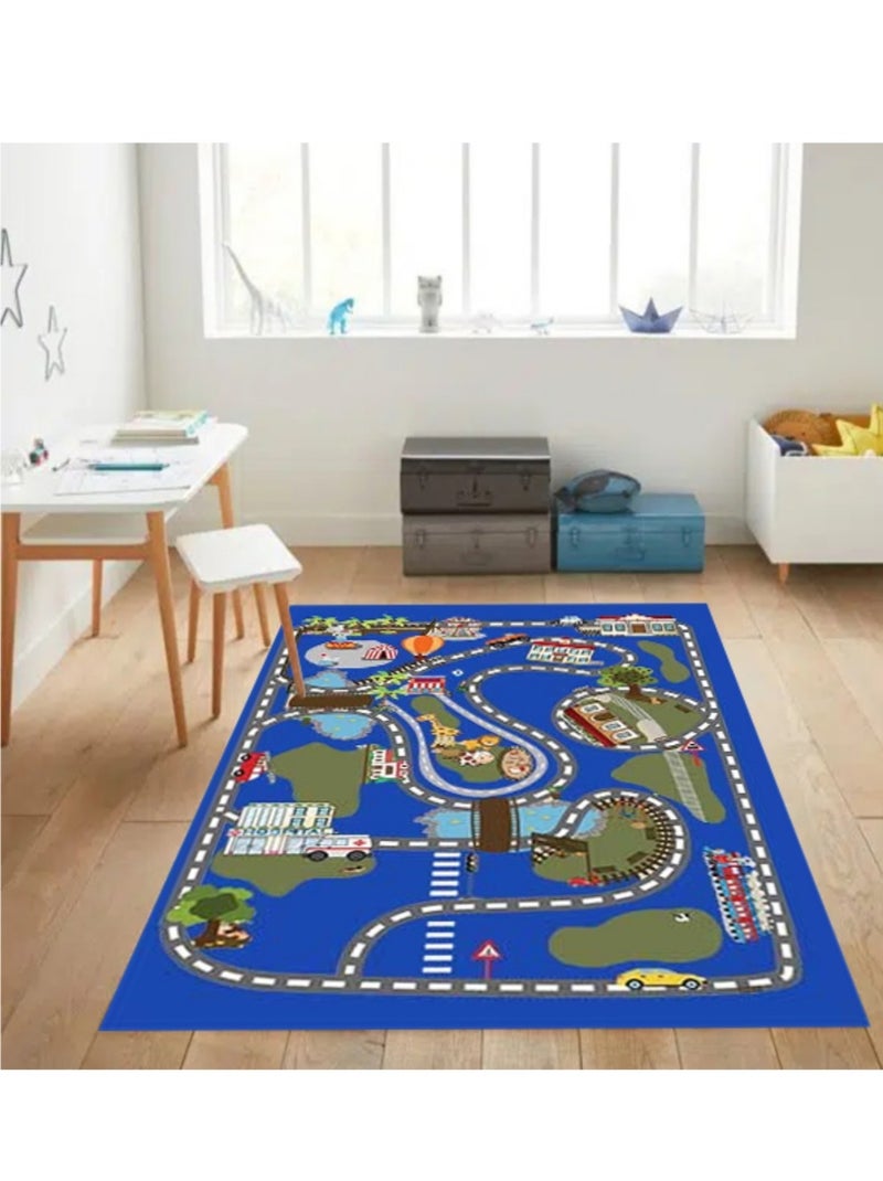 Tapis Enfant Circuit de voiture Bleu - Kiabi