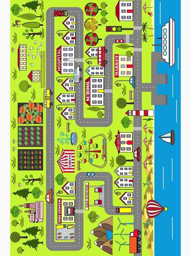 Tapis Enfant Circuit de Voiture Multicolore - Kiabi