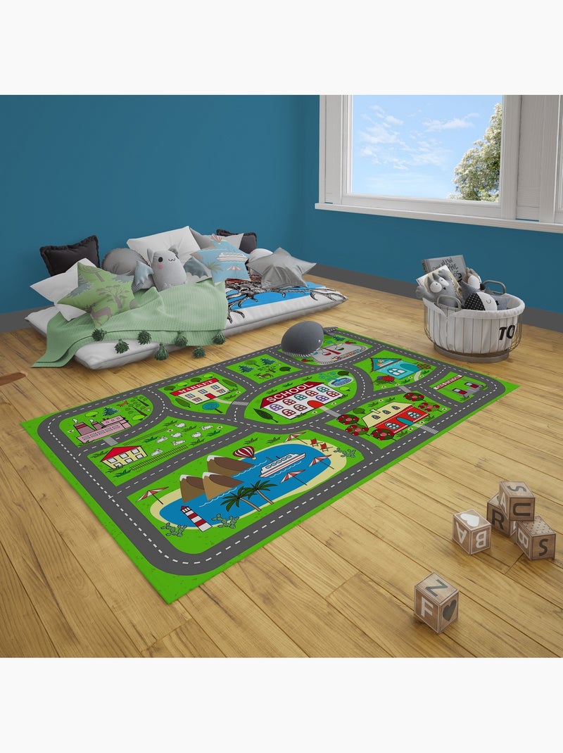 Tapis Enfant Circuit de Voiture Vert - Kiabi