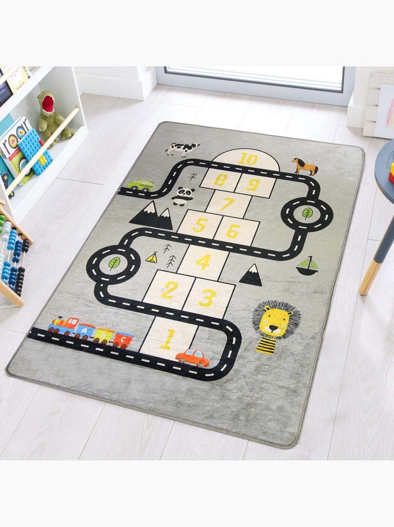 Tapis Enfant Circuit et Marelle Gris - Kiabi