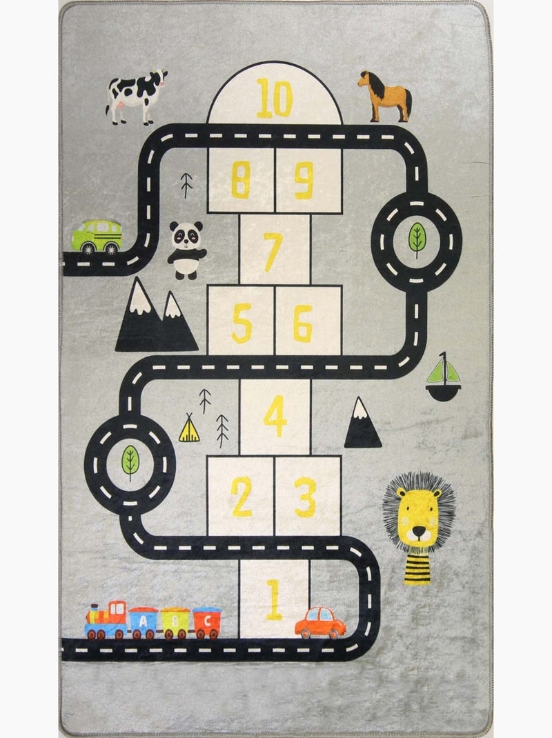 Tapis Enfant Circuit et Marelle Gris - Kiabi