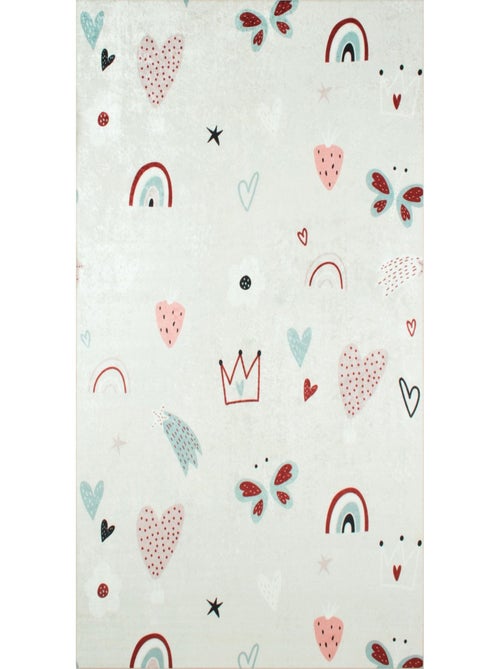 Tapis Enfant Coeur et Arc En Ciel en polyester - Kiabi