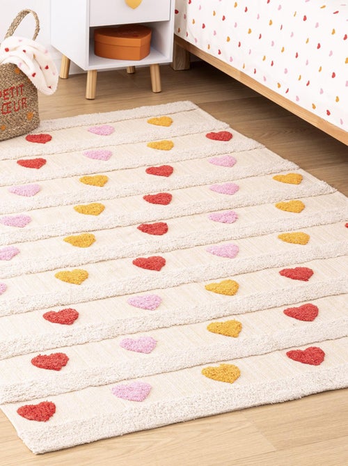 Tapis enfant coeurs avec relief - Kiabi
