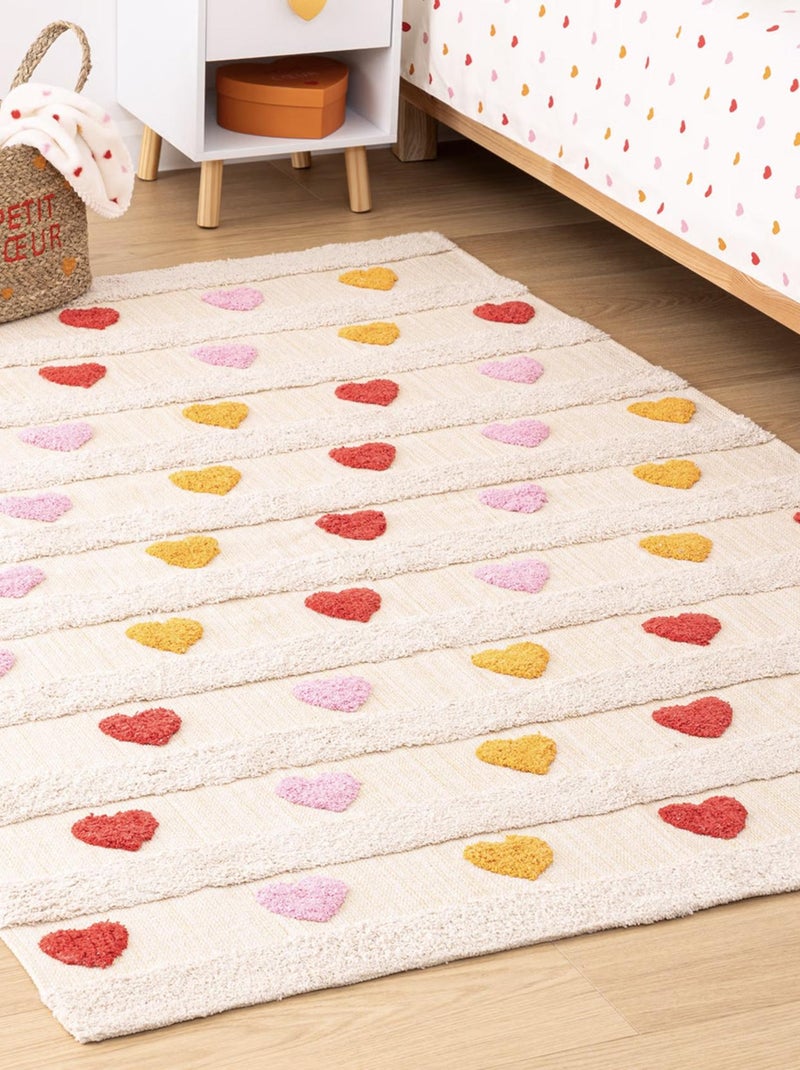 Tapis enfant coeurs avec relief Multicolore - Kiabi