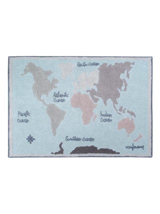 Tapis enfant coloré à courtes mèches Vintage Map Lorena Canals