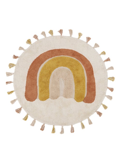 Tapis enfant coton lavable arc en ciel avec pompons Rainbow Caram - Kiabi